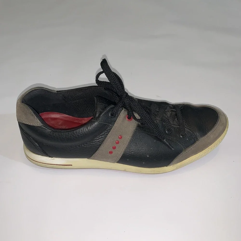 ECCO Golf Shoes Mens 12 Black Leather  Street Retro Spikeless Sneakers EU 46